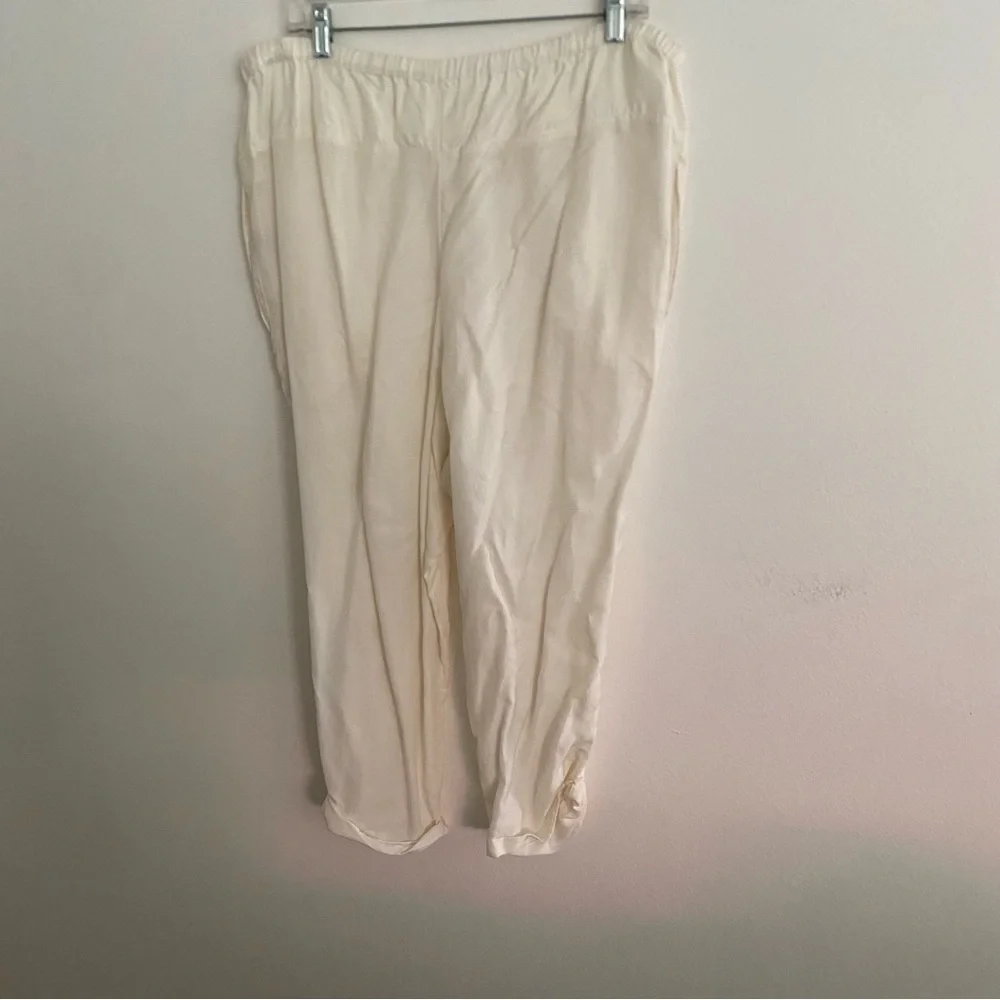 FREE PEOPLE CREAM DRAWSTRING ELASTIC WAIST LIGHTWEIGHT PARACHUTE PANTS LARGE